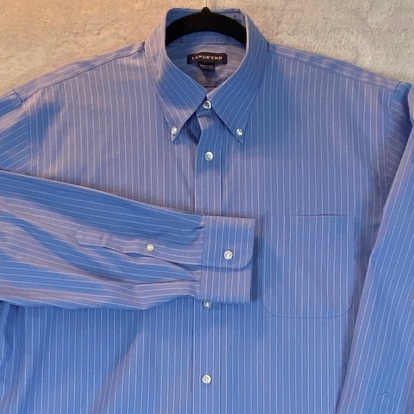 Lands End Pinpoint Oxford Shirt No-Iron Cotton Sz 16.5 - Picture 14 of 14